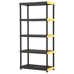 5-Tier Heavy-Duty Plastic Garage Shelving Unit – 36" W x 74" H x 18" D (Black) - JD Gifts