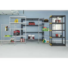 5-Tier Heavy-Duty Plastic Garage Shelving Unit – 36" W x 74" H x 18" D (Black) - JD Gifts