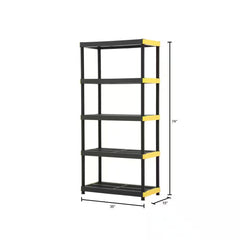 5-Tier Heavy-Duty Plastic Garage Shelving Unit – 36" W x 74" H x 18" D (Black) - JD Gifts