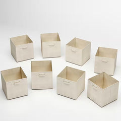 8-Pack Collapsible Fabric Cube Storage Bins – 21 Qt. Organizer Set for Home & Office, Beige - JD Gifts