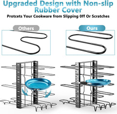 ORDORA 8-Tier Adjustable Pot & Pan Organizer – Versatile Rack for Lids, Bakeware & Cookware - JD Gifts