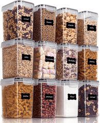 12-Piece Airtight Pantry Container Set – 1.6L Stackable Storage with Labels for Kitchen Organization - JD Gifts