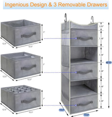 Premium 6-Shelf Hanging Closet Organizer with Removable Drawers – Foldable Linen Storage Solution - JD Gifts