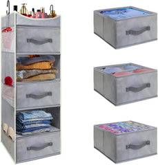 Premium 6-Shelf Hanging Closet Organizer with Removable Drawers – Foldable Linen Storage Solution - JD Gifts