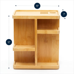 ROYALHOUSE 360° Bamboo Rotating Organizer – Elegant Multi-Tier Storage for Makeup & Toiletries - JD Gifts