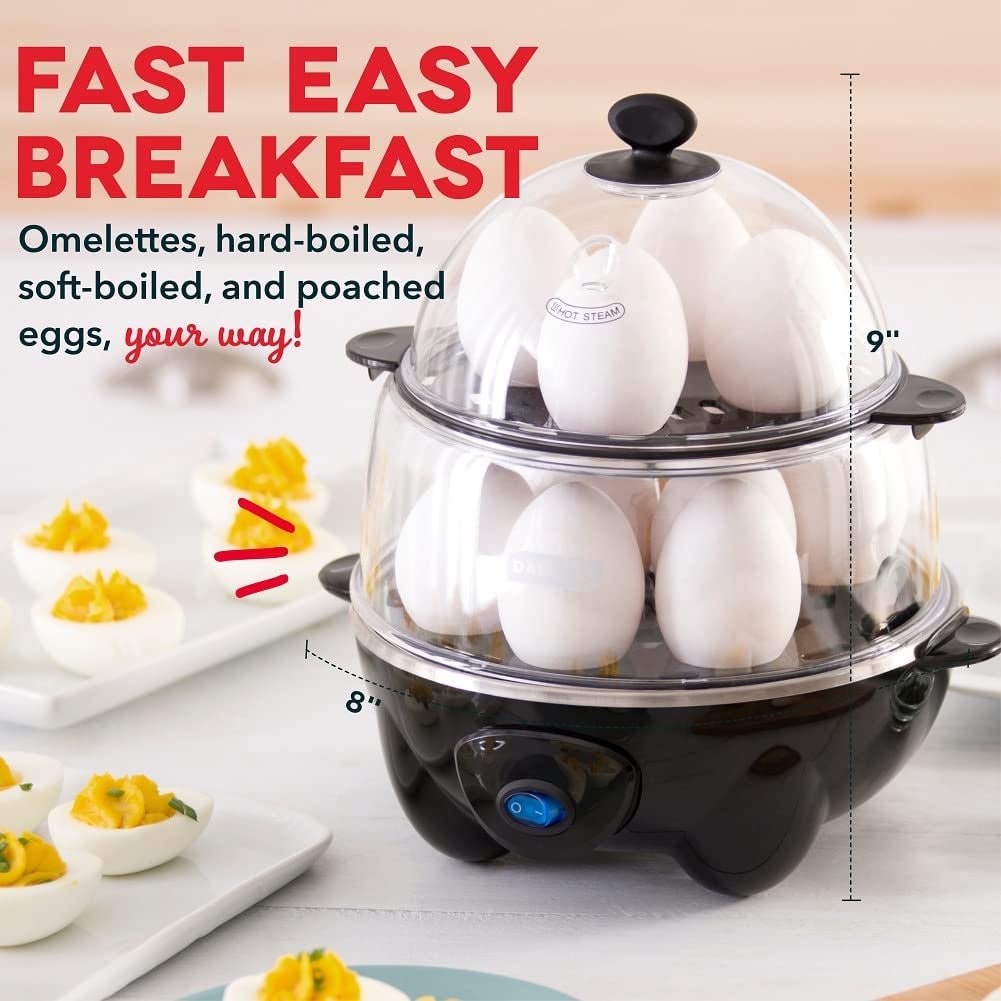 12-in-1 Deluxe Egg Cooker: Perfect for Hard Boiled, Poached, Scrambled Eggs, Omelets, and More - Auto Shut off Feature Included! - JD Gifts