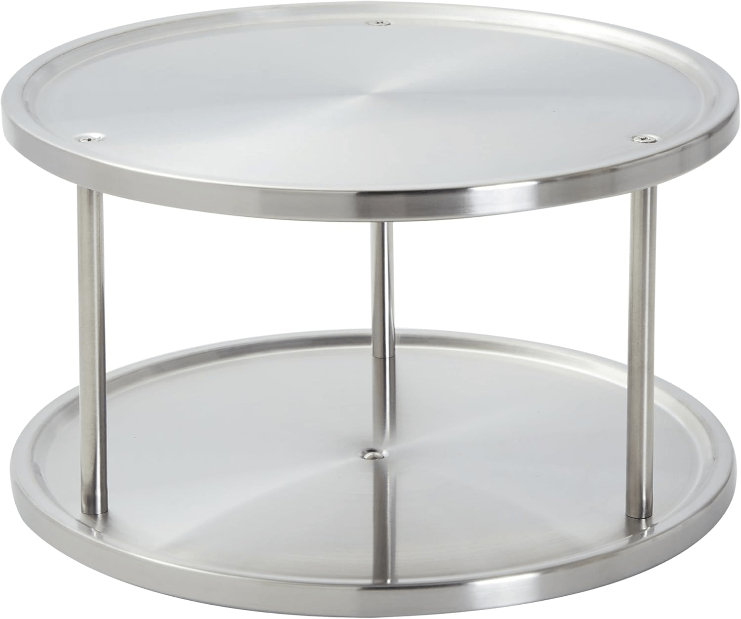 2 Tier Lazy Susan Turntable Organizer for Cabinet, Revolving Spice Rack Carousel for Kitchen Pantry Storage, Stainless Steel (10.5 In) - JD Gifts