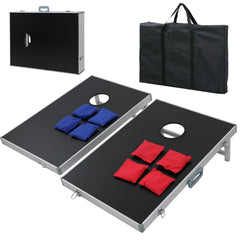 3Ftx2Ft Foldable Aluminum Cornhole Game Set Outdoor Bean Bag Toss W/Carry Case - JD Gifts