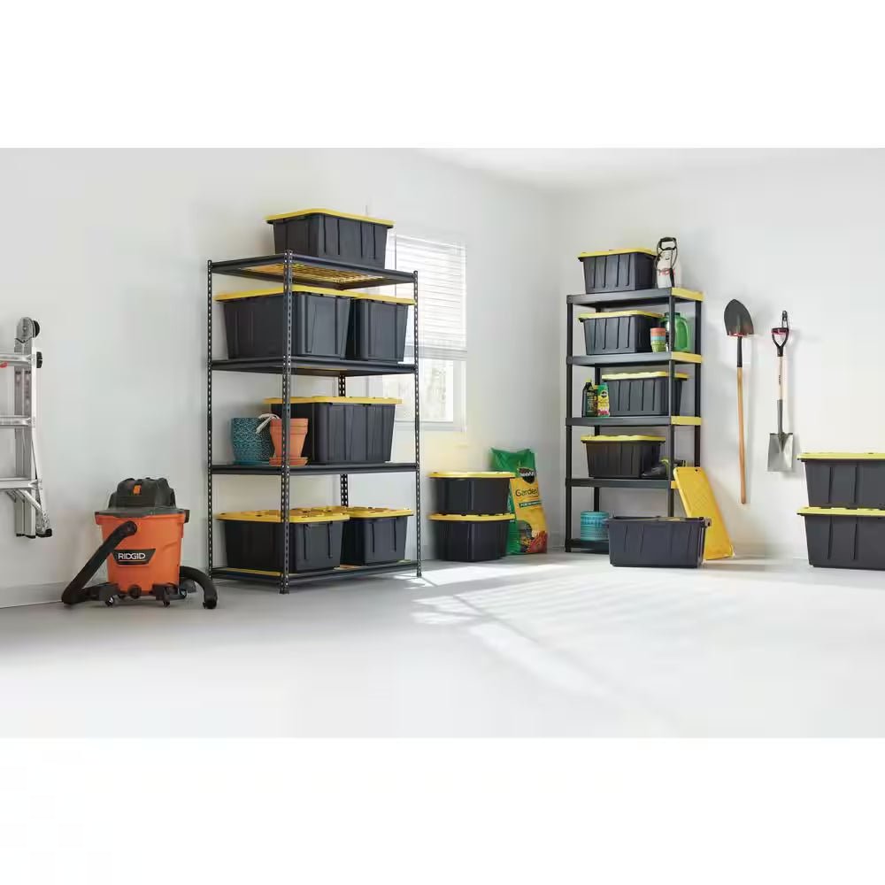 5-Tier Heavy-Duty Plastic Garage Shelving Unit – 36" W x 74" H x 18" D (Black) - JD Gifts