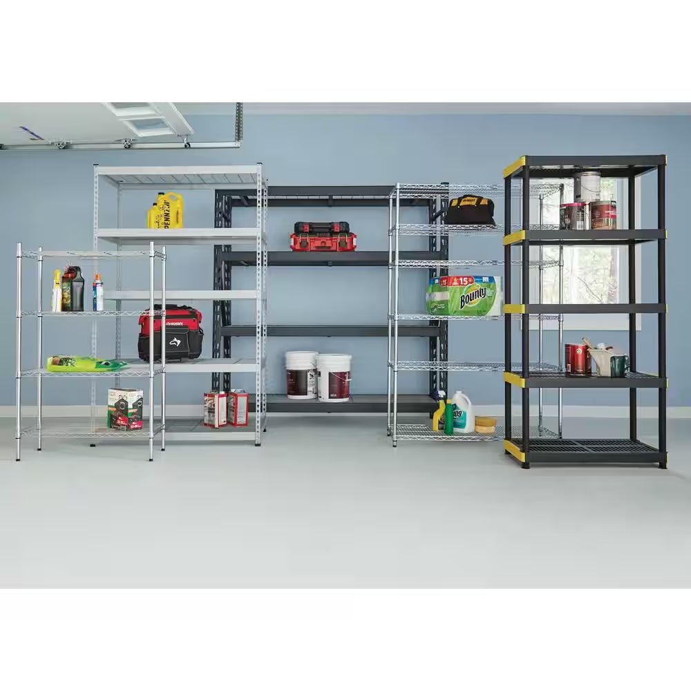 5-Tier Heavy-Duty Plastic Garage Shelving Unit – 36" W x 74" H x 18" D (Black) - JD Gifts