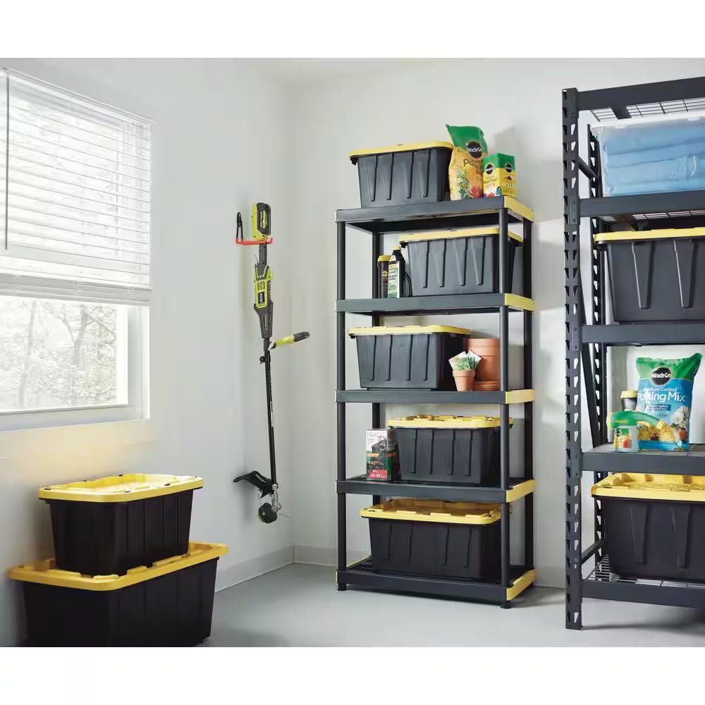 5-Tier Heavy-Duty Plastic Garage Shelving Unit – 36" W x 74" H x 18" D (Black) - JD Gifts