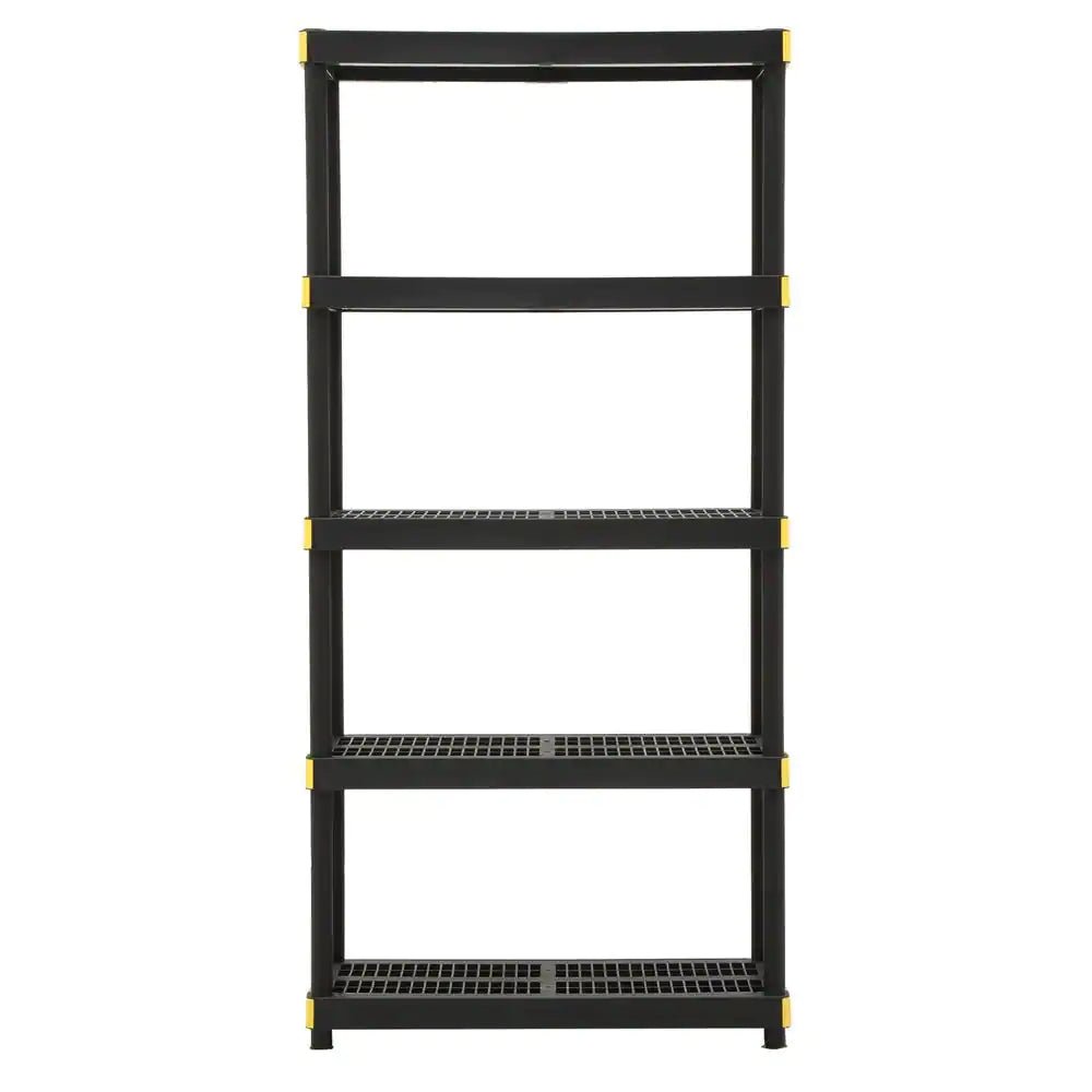 5-Tier Heavy-Duty Plastic Garage Shelving Unit – 36" W x 74" H x 18" D (Black) - JD Gifts