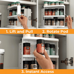 Cabinet Caddy SNAP! – 5-Tier Rotating Organizer with Adjustable Shelves & Magnetic Modular System - JD Gifts