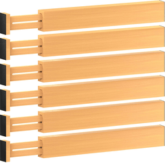 6-Pack Bamboo Drawer Dividers – Expandable, Scratch-Free Organization System for Kitchen, Office & More - JD Gifts