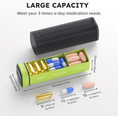 KOVIUU 7-Day XL Wellness Organizer – Triple-Dose Daily Drawer System with Detachable Travel Tubes - JD Gifts