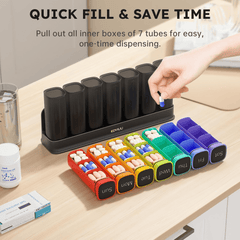 KOVIUU 7-Day XL Wellness Organizer – Triple-Dose Daily Drawer System with Detachable Travel Tubes - JD Gifts
