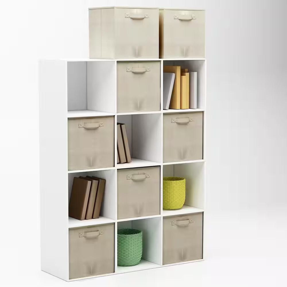 8-Pack Collapsible Fabric Cube Storage Bins – 21 Qt. Organizer Set for Home & Office, Beige - JD Gifts