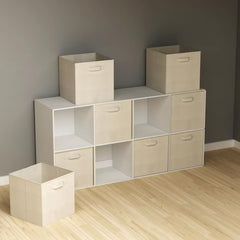 8-Pack Collapsible Fabric Cube Storage Bins – 21 Qt. Organizer Set for Home & Office, Beige - JD Gifts