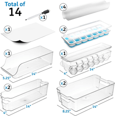 StorageBud 14-Piece Premium Refrigerator Organization System – Complete Clear Bin Set for Fridge, Freezer & Pantry - JD Gifts