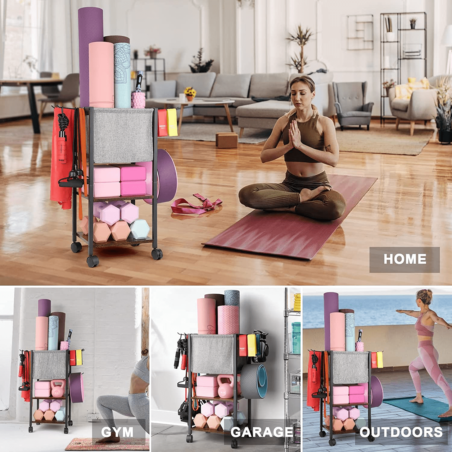 VINAEMO All-in-One Fitness Storage Station – Deluxe Organizer for Home Gym & Yoga Equipment - JD Gifts
