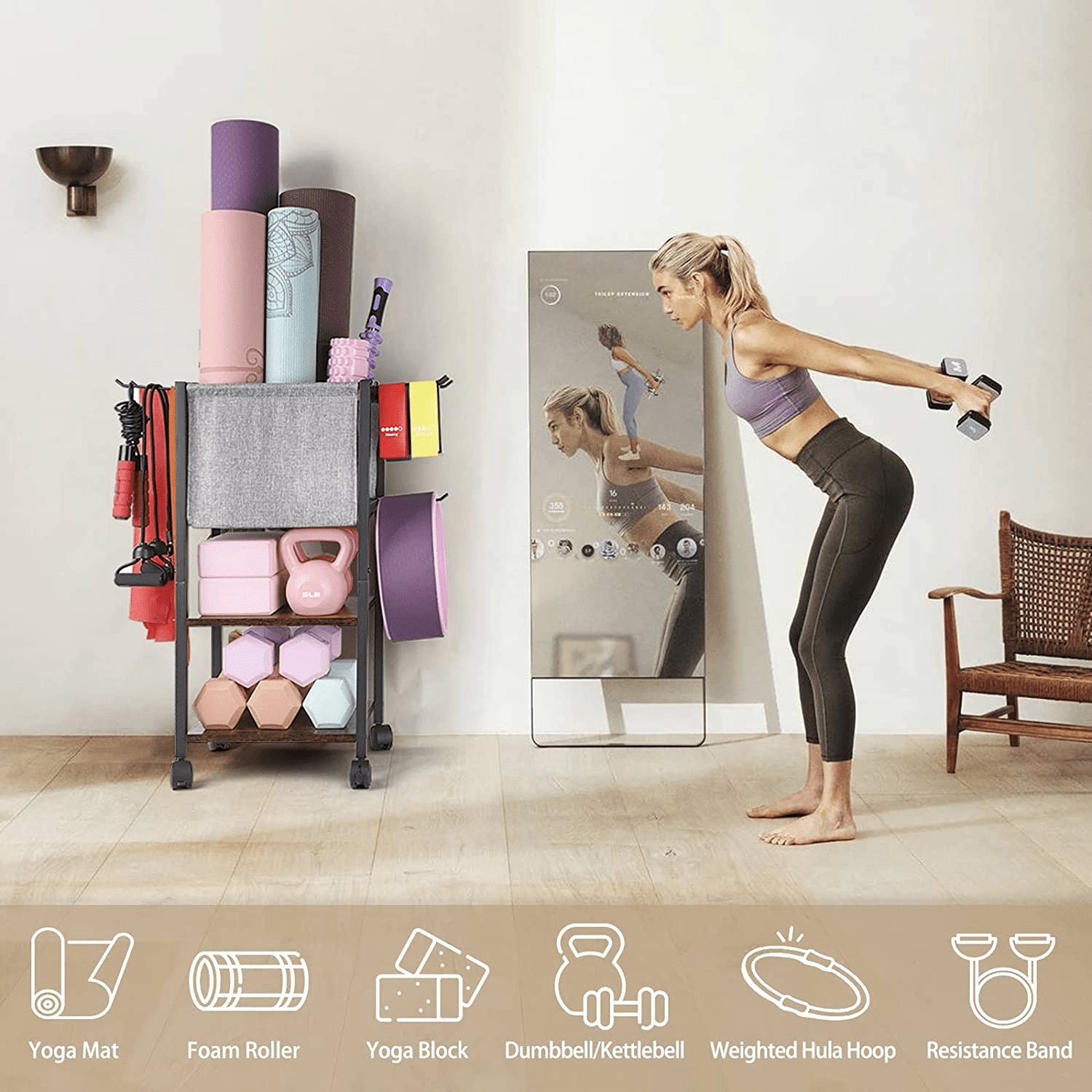 VINAEMO All-in-One Fitness Storage Station – Deluxe Organizer for Home Gym & Yoga Equipment - JD Gifts