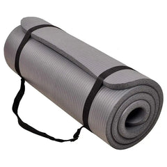 Balancefrom Gocloud 1" Extra Thick Exercise Yoga Mat with Carrying Strap, Gray - JD Gifts