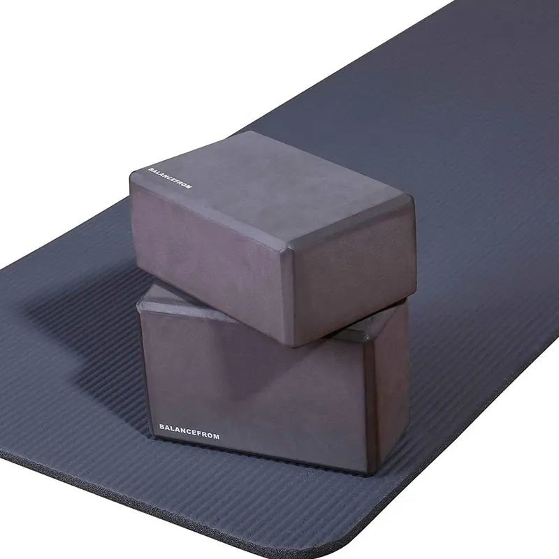 Balancefrom Gocloud 1" Extra Thick Exercise Yoga Mat with Carrying Strap, Gray - JD Gifts