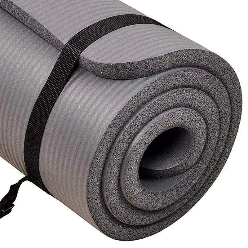 Balancefrom Gocloud 1" Extra Thick Exercise Yoga Mat with Carrying Strap, Gray - JD Gifts