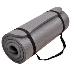 Balancefrom Gocloud 1" Extra Thick Exercise Yoga Mat with Carrying Strap, Gray - JD Gifts