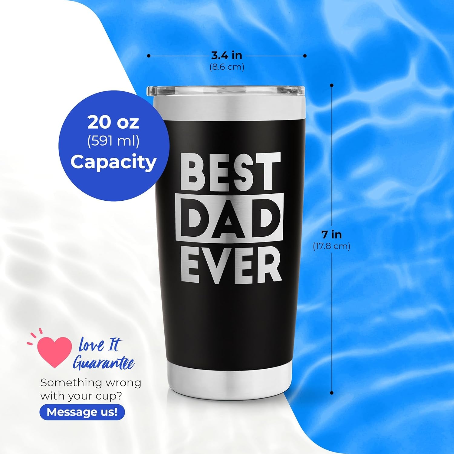 "Best Dad Ever" Tumbler - Perfect Gift for Dad from Son, Daughter, Kids - JD Gifts