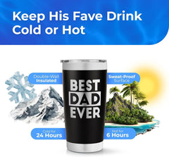 "Best Dad Ever" Tumbler - Perfect Gift for Dad from Son, Daughter, Kids - JD Gifts