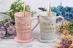 Best Grandma & Grandpa Ever Mug Set - Perfect Gift for New Grandparents, Grandkids, and Grandchildren - 14 Oz - JD Gifts