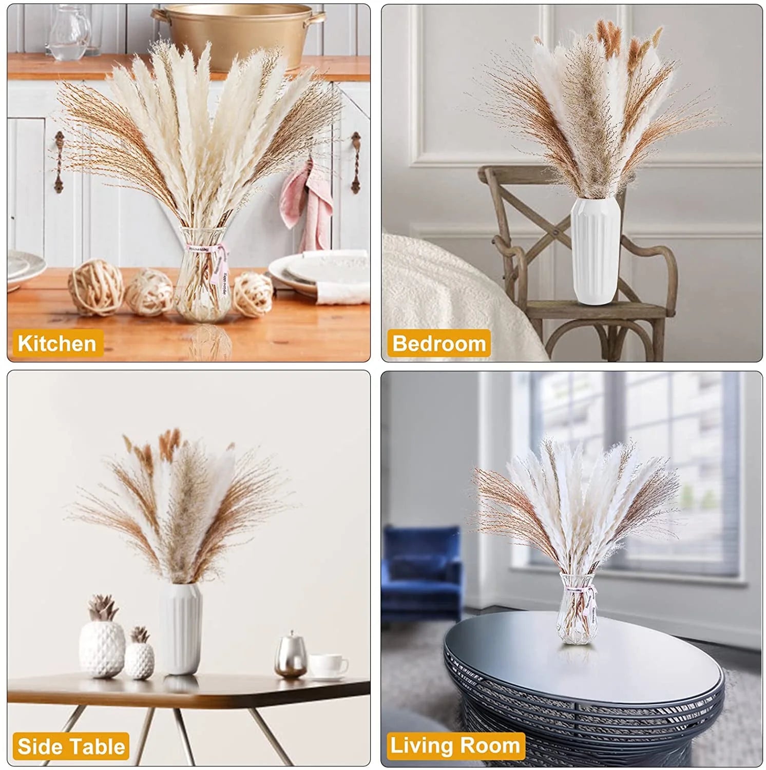 Boho Chic 85-Piece Natural Dried Pampas Grass Bouquet for Wedding and Home Decor - JD Gifts