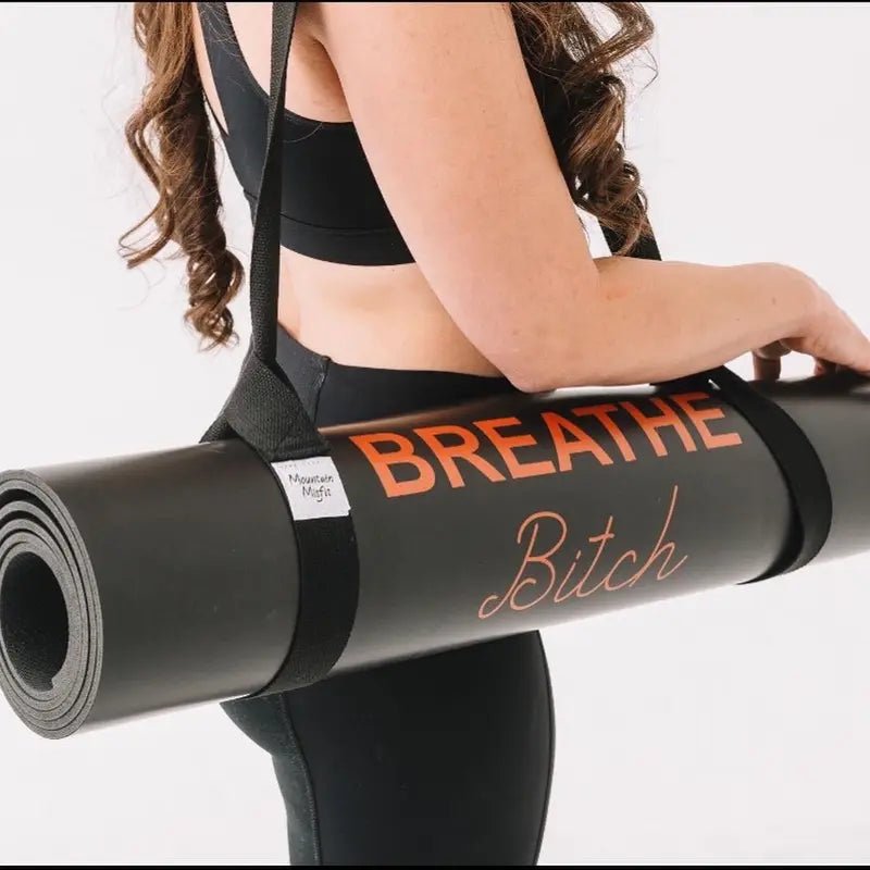 Breathe Bitch Yoga Mat, Eco - Friendly Natural Rubber (BLACK) - JD Gifts