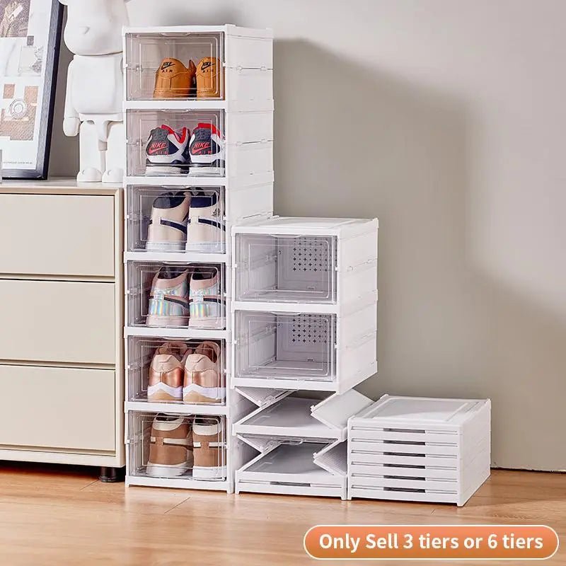 Clear Stackable Shoe Storage Boxes, Dustproof & Foldable Organizers - JD Gifts