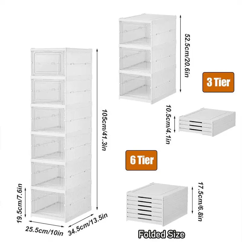 Clear Stackable Shoe Storage Boxes, Dustproof & Foldable Organizers - JD Gifts