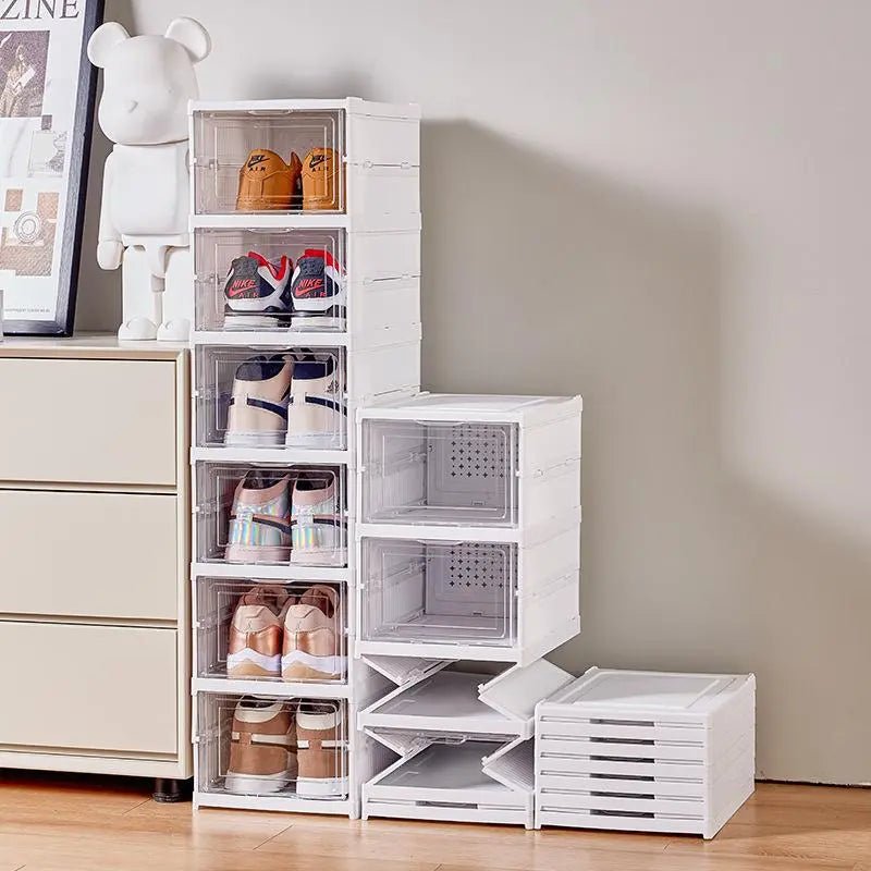 Clear Stackable Shoe Storage Boxes, Dustproof & Foldable Organizers - JD Gifts