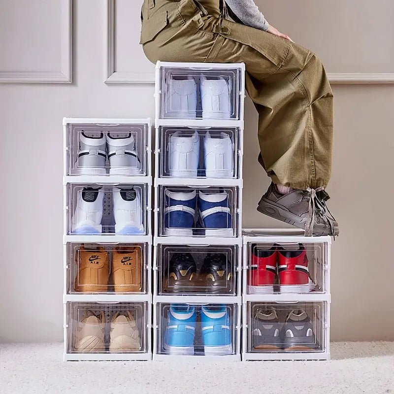 Clear Stackable Shoe Storage Boxes, Dustproof & Foldable Organizers - JD Gifts