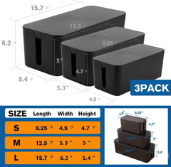 Davidsons Collection 3-Piece Cable Management Box Set – Large Capacity Wire Organizer for Home Office, Entertainment & Desk Setup - JD Gifts