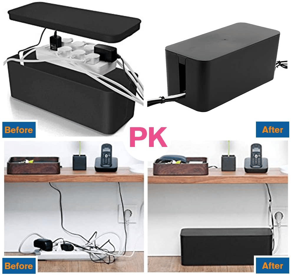 Davidsons Collection 3-Piece Cable Management Box Set – Large Capacity Wire Organizer for Home Office, Entertainment & Desk Setup - JD Gifts