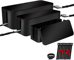 Davidsons Collection 3-Piece Cable Management Box Set – Large Capacity Wire Organizer for Home Office, Entertainment & Desk Setup - JD Gifts
