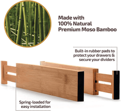 6-Pack Bamboo Drawer Dividers – Expandable, Scratch-Free Organization System for Kitchen, Office & More - JD Gifts