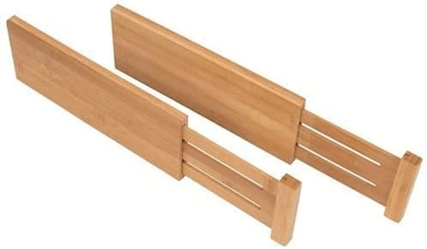 Deluxe 6 - Pack Bamboo Drawer Dividers - Expandable 17 - 21.5" Adjustable Organizer System - JD Gifts