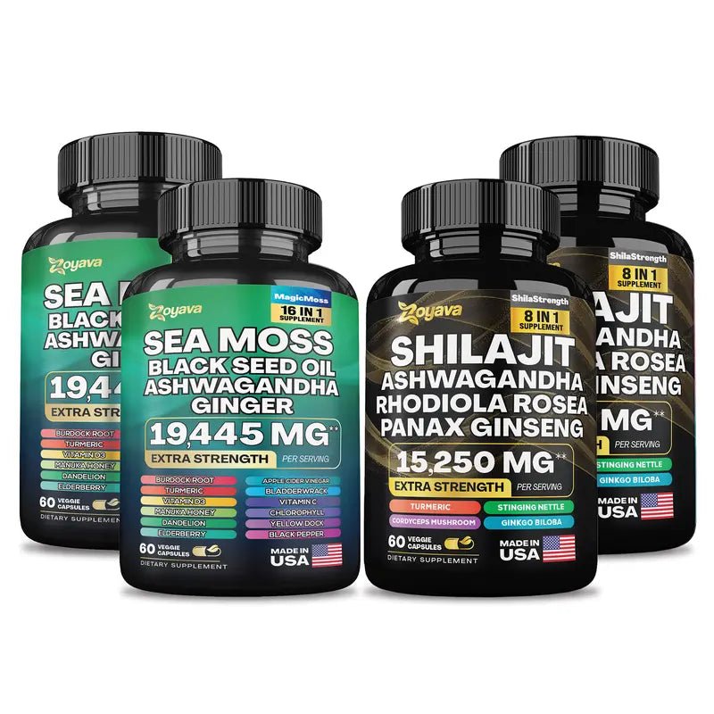 Dynamic Vitality Bundle - Zoyava Sea Moss & Shilajit - All - In - One Multivitamin Combo - JD Gifts