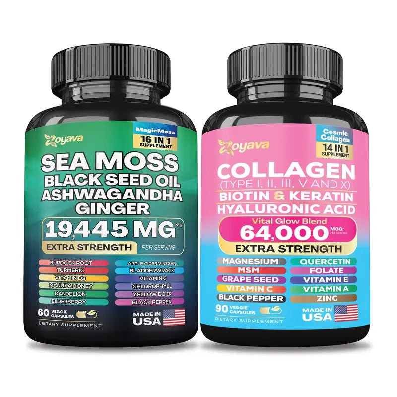 Dynamic Vitality Bundle - Zoyava Sea Moss & Shilajit - All - In - One Multivitamin Combo - JD Gifts