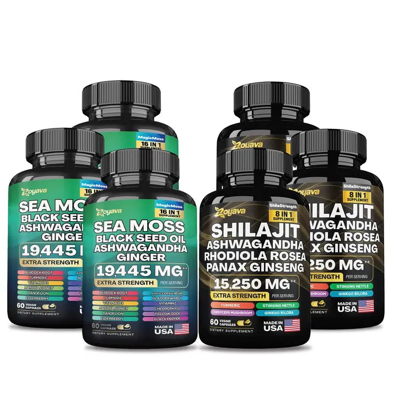 Dynamic Vitality Bundle - Zoyava Sea Moss & Shilajit - All - In - One Multivitamin Combo - JD Gifts