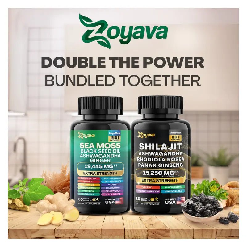 Dynamic Vitality Bundle - Zoyava Sea Moss & Shilajit - All - In - One Multivitamin Combo - JD Gifts