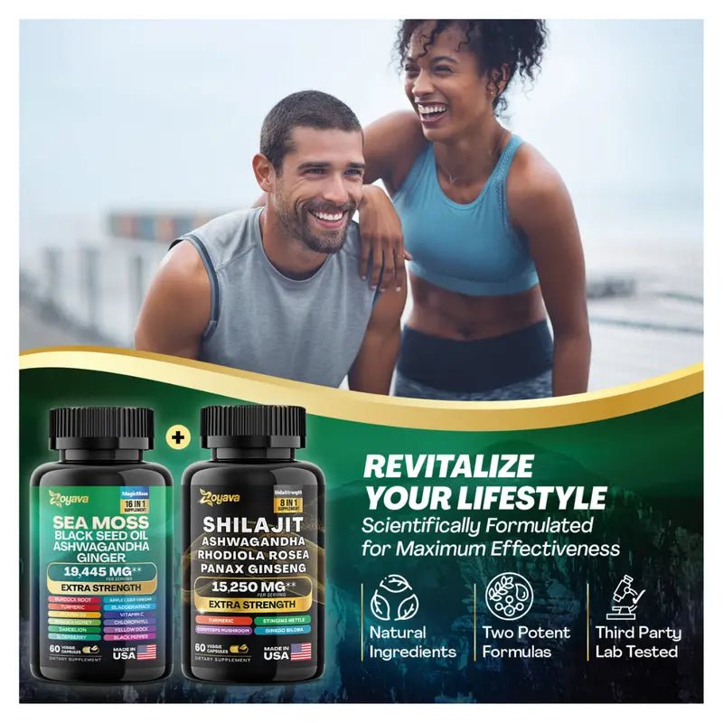 Dynamic Vitality Bundle - Zoyava Sea Moss & Shilajit - All - In - One Multivitamin Combo - JD Gifts