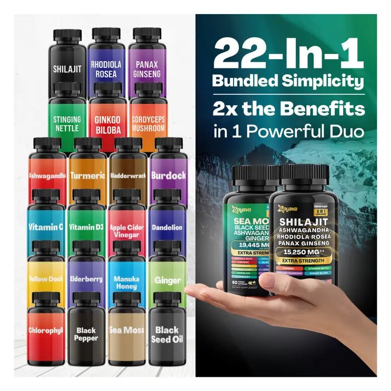 Dynamic Vitality Bundle - Zoyava Sea Moss & Shilajit - All - In - One Multivitamin Combo - JD Gifts