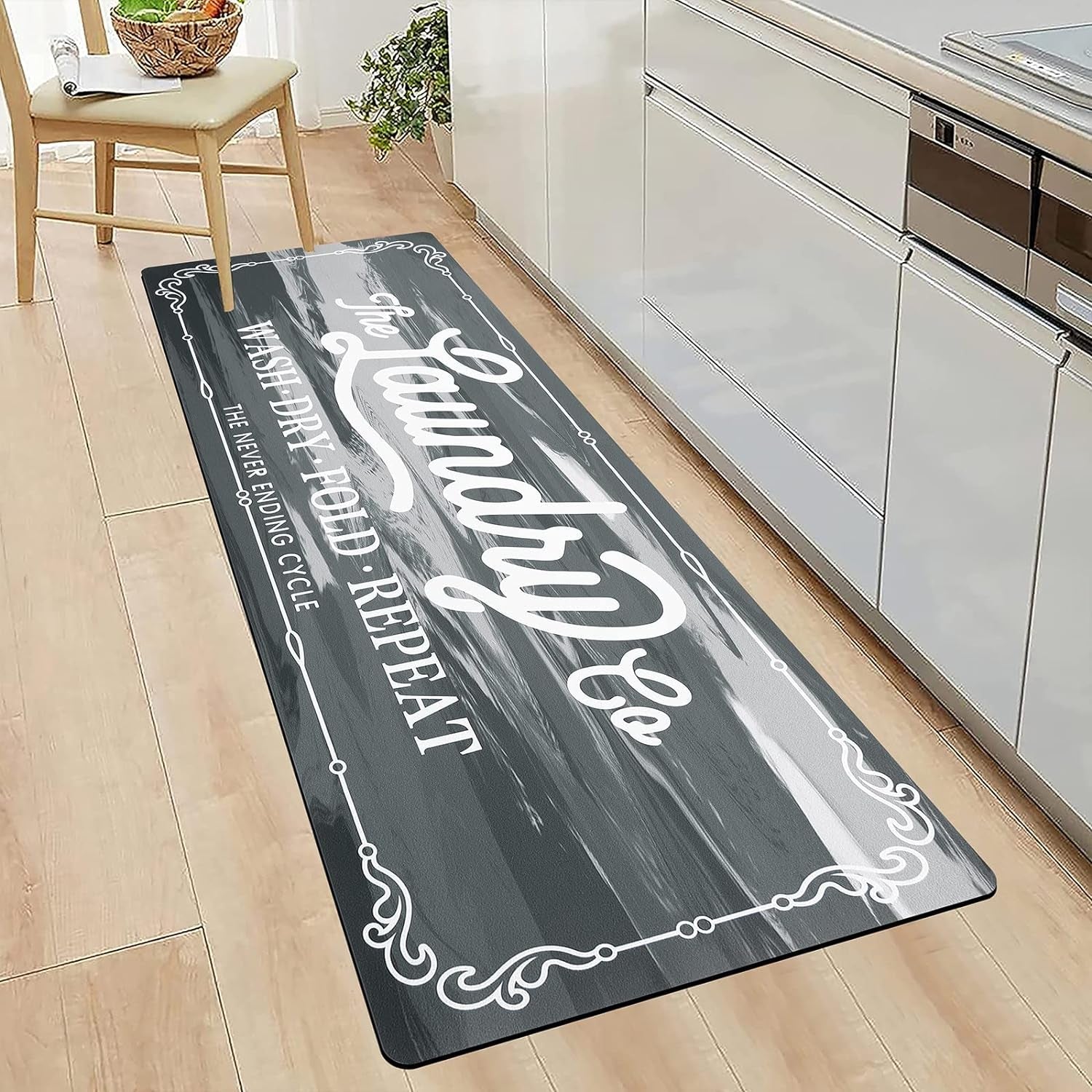 Farmhouse Chic Non-Slip Rug Runner for Kitchen and Laundry Room - 20"x48" Washable Carpet for Bathroom, Hallway, and Entryway - JD Gifts